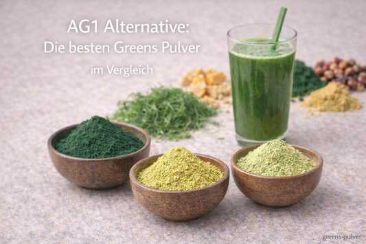 Greens Pulver und grünes Superfood Getränk als Alternative zu AG1 mit Spirulina, Gerstengras und Superfoods